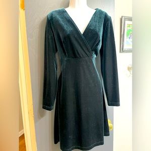 Velvet green A line dress